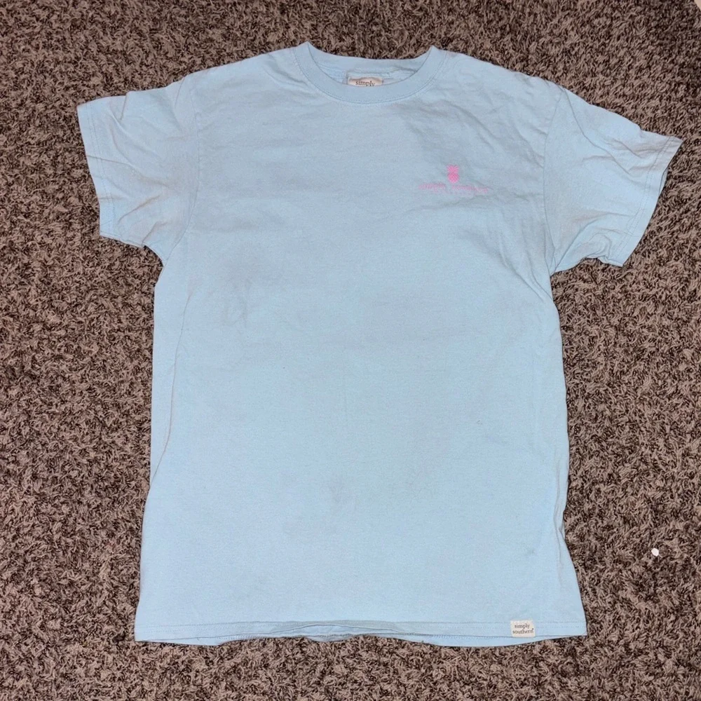 Simply Southern Light Blue T-Shirt “Somebody Please Take Me To The Beach” - Picture 2 of 5